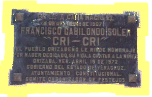 Placa en Honor a Cricri Abril 19 de 1972
